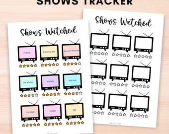 Shows tracker journal printable,A5 Bullet Journals Pages,Tv Program review,Shows to Watch list template,Netflix Shows watched,Movies tracker