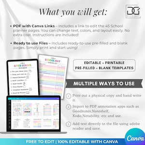 Editable kids school planner printable, Kids school planner 2026 27 editable, ADHD study planner for kids, Printable student planner kids, Kids homework planner printable, School calendar printable kids, Chore chart for kids printable, Before school checklist kids, After school checklist kids, Daily routine planner kids, Homeschool planner kids printable, Student organizer for children, Back to school planner printable, Academic planner kids editable, Kids productivity planner PDF