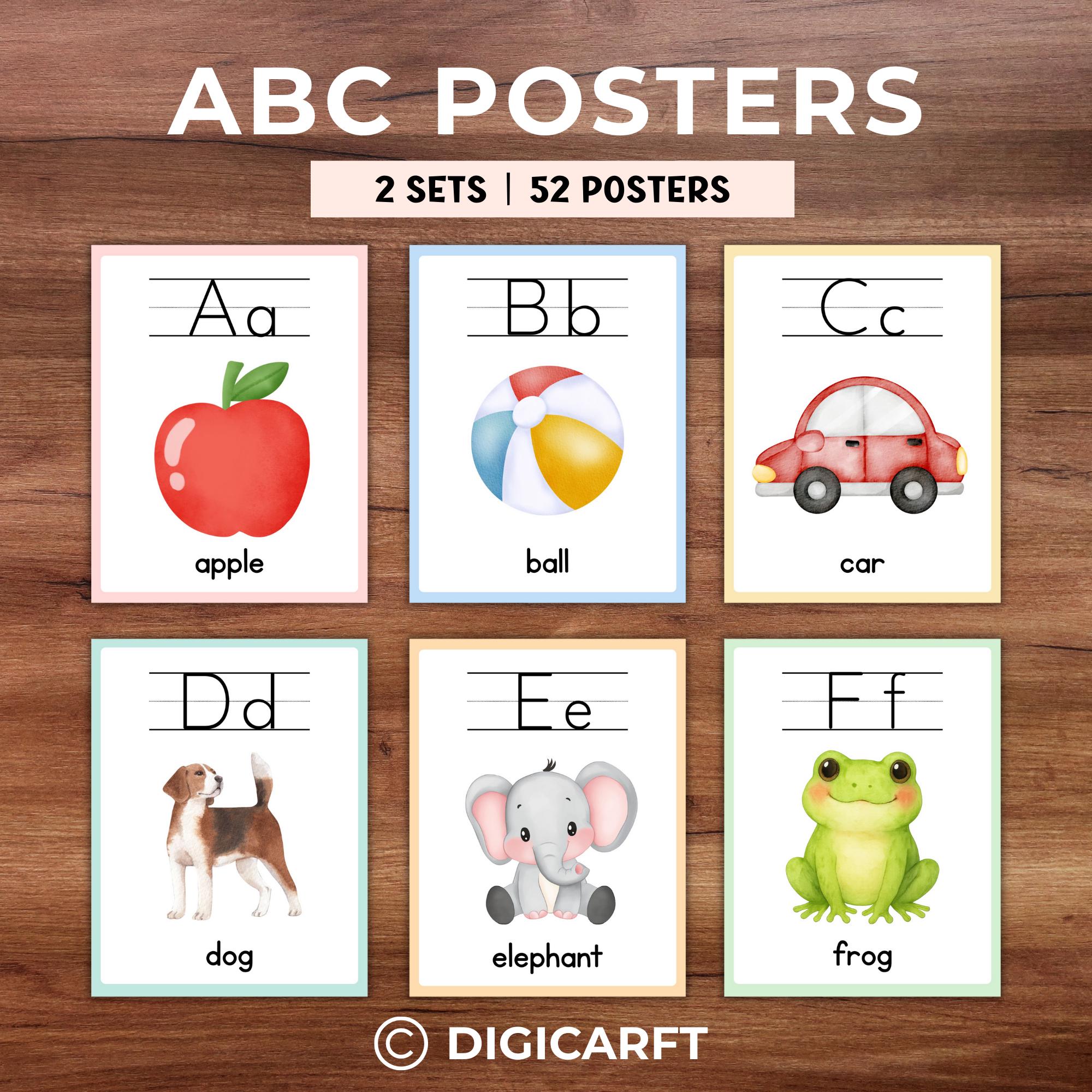Alphabet Posters for Classroom With Pictures,abc Poster Playroom