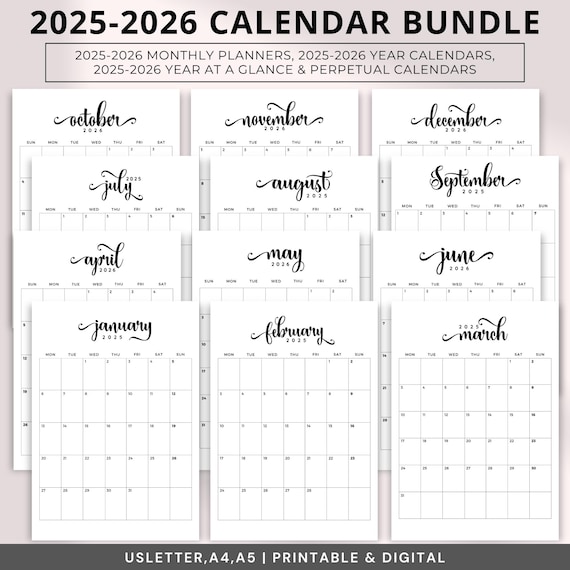 Monthly Planner 2025 2026 Printable,2025 2026 Calendar Bundle,editable Portrait Monthly Calendars,perpetual Calendars,year at a Glance A4 - Etsy monthly-planner-2025-2026-printable-2025-2026-calendar-bundle-editable-portrait-monthly-calendars-perpetual-calendars-year-at-a-glance-a4-etsy
