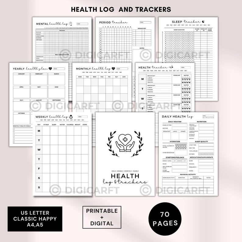 Family medical binder printable,healthcare planner printable,Medical Planner Bundle,Health Binder,doctor visit notes,family medical history, Patient medical tracker, Medicine tracker, Vitamins tracker, Supplement tracker, First aid kit checklist, Hospital bag checklist, Periods tracker, Daily pain tracker, Sleep tracker page, Daily health log, Weekly health log