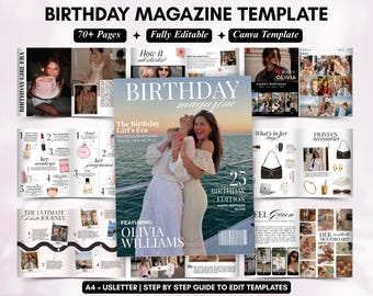Personalized Birthday Magazine Template, Best Friend Birthday Gift, Custom Bestie Keepsake, Editable Canva Template, Birthday Gift for Her