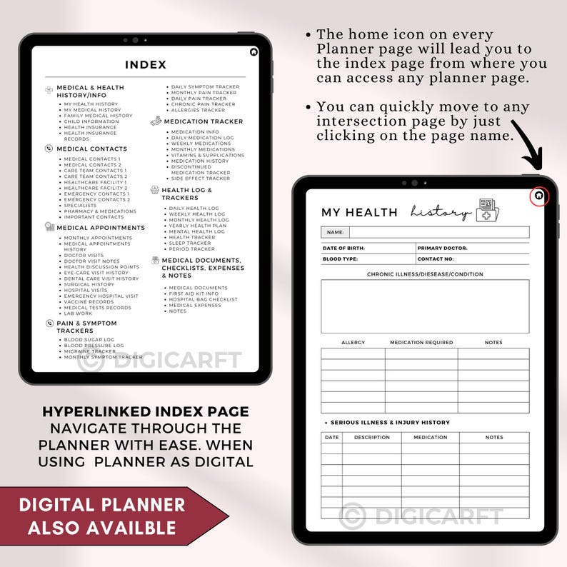 Familie medische bindmiddel afdrukbaar, gezondheidszorg planner afdrukbaar, medische planner bundel, gezondheidsbinder, doktersbezoek notities, medische familiegeschiedenis afbeelding 8