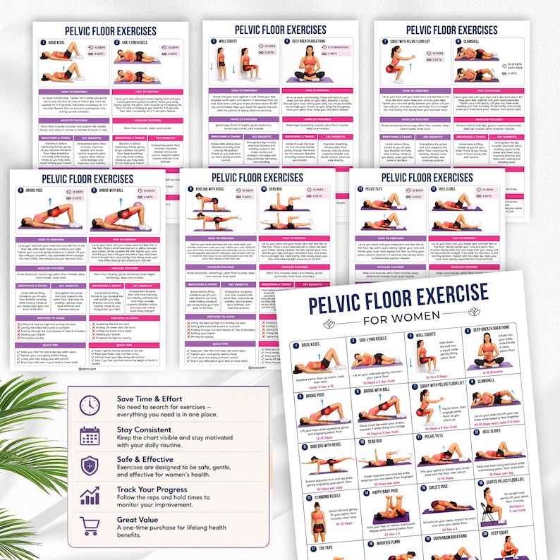 pelvic floor exercises for women, kegel exercise printable PDF, pelvic floor workout chart, bladder control exercises women, postpartum pelvic floor recovery, printable kegel exercise guide, women's pelvic health printable, pelvic floor strengthening exercises, beginner kegel workout, pelvic floor therapy at home, urinary incontinence exercises, deep core strengthening women, pelvic floor fitness planner, instant download workout PDF, printable wellness tracker,abdomen exercise