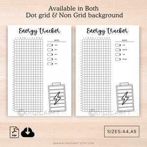 Energy tracker journal page printable,Yearly tracker digital download,Bullett journal pre made,A5 journal insert template,Productivity log