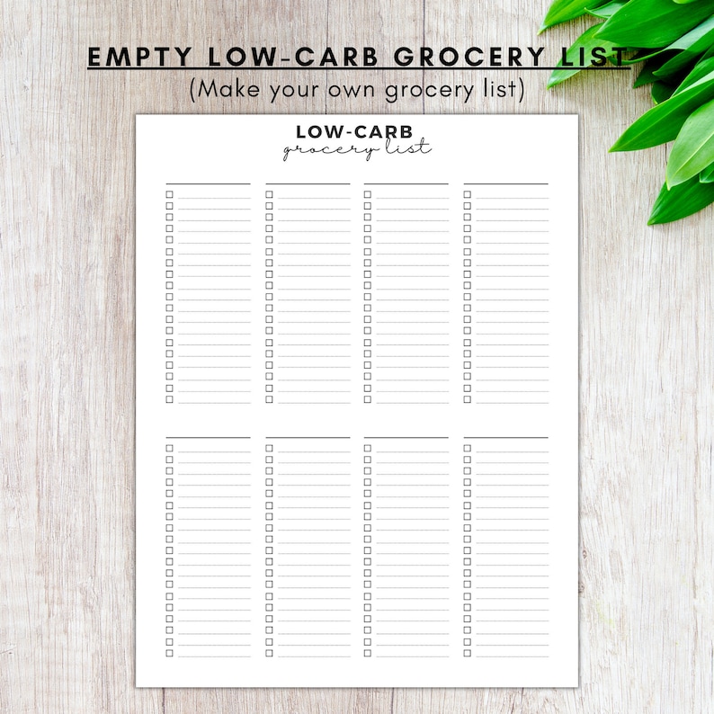 Low Carb Grocery List Printable Low Carb Food Listketo - Etsy
