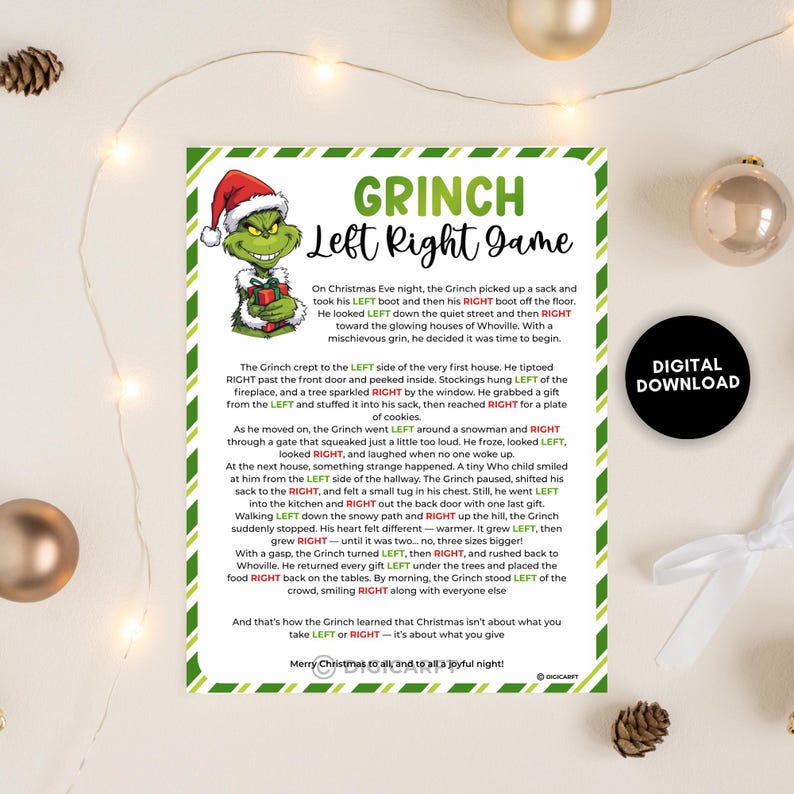 Grinch Left Right Christmas Game,christmas Pass the Present Game Story ...
