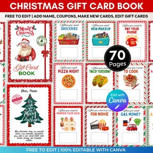 Christmas Gift Card Book Printable,Editable Christmas Gift Card Book,Christmas gift for teen,Holiday gift card holder template,Gift for mom