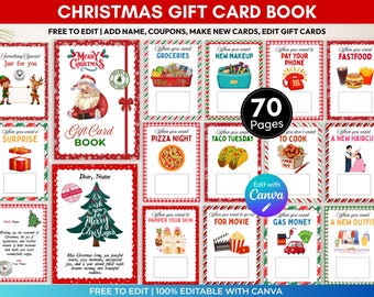 Christmas Gift Card Book Printable,Editable Christmas Gift Card Book,Christmas gift for teen,Holiday gift card holder template,Gift for mom