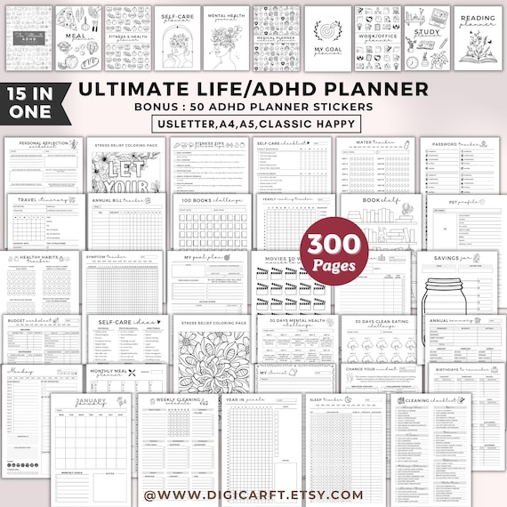 Ultimate Life planner bundle,2027 planner bundle,ADHD planner printable,Goal selfcare fitness reading budget,mom planner,2027 journal binder