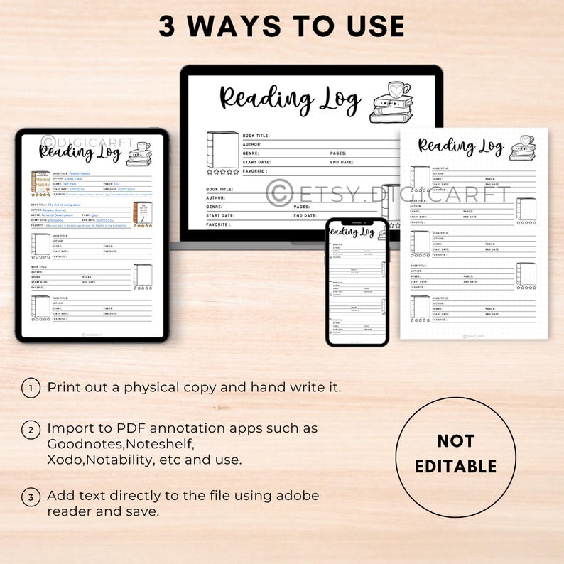 Book Reading Log Printable: A4 A5 Journal Template (PDF) - Etsy Australia