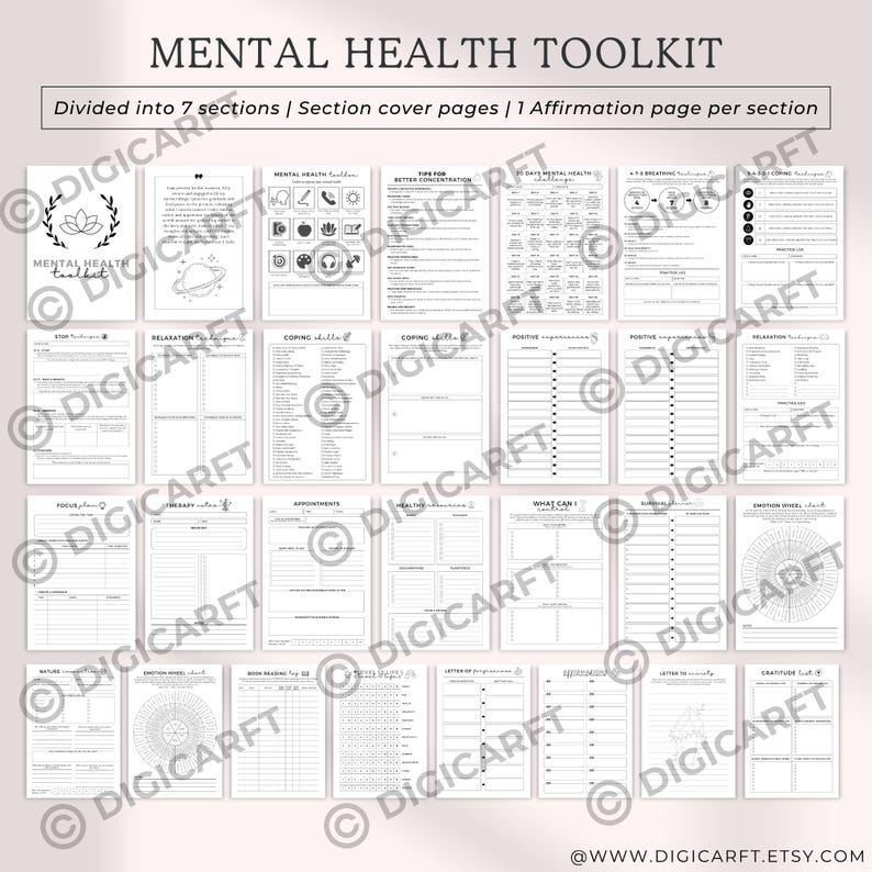 Mental Health Journal with Anxiety Relief Techniques, Fitness and Mental Health Wellness Journal, Mental Health Journal with Daily Reflection Prompts,Mental Health Planner with Stress Relief Techniques