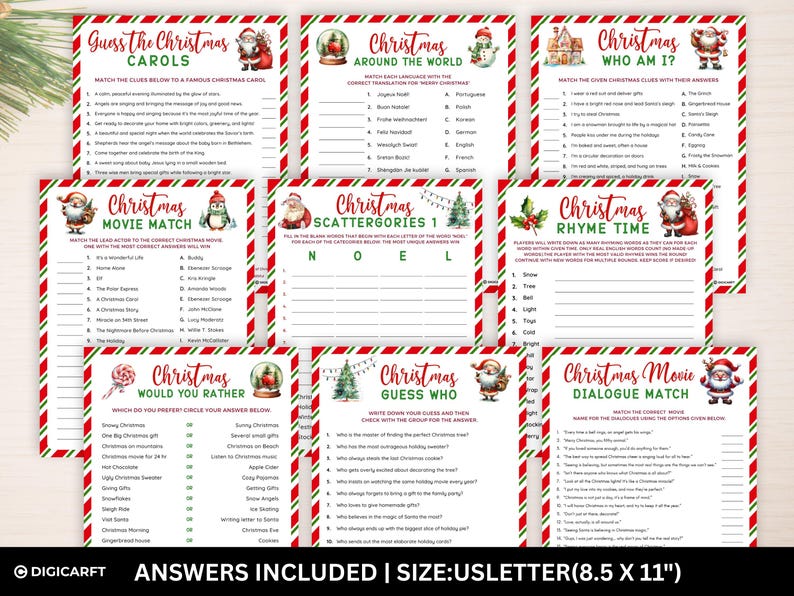 Christmas mega games bundle printable, Christmas party games, Holiday games, Family party games, New year eve games bundle,Christmas trivia games, Christmas song trivia, Christmas movie trivia, Christmas Santa trivia, Can you guess Christmas movie, Guess Christmas Carols, Christmas riddles game,Christmas word Scramble, Christmas think fast game, Christmas finish the phrase game, Christmas around the world, Christmas Scattergoris, Christmas This or that game,What’s your Elf name