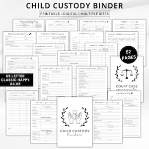 Child custody binder,Custody planner printable,Coparenting calendar, Single parent organizer,child support tracker,custody battle journal a4