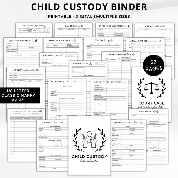 Child custody binder,Custody planner printable,Coparenting calendar, Single parent organizer,child support tracker,custody battle journal a4