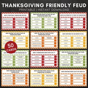 Thanksgiving friendly feud game printable,Friendsgiving party games bundle,Thanksgiving Family feud game board,Fall activities for kids pdf