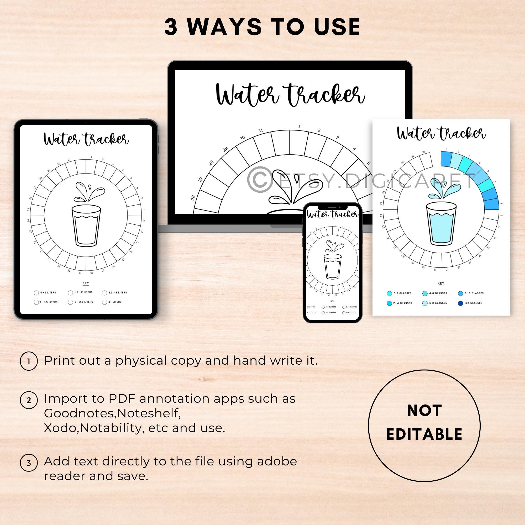 Water Habit Tracker Stickers - 60 Smudge Proof Vinyl Stickers, 1/2 Inch For Planner Journal