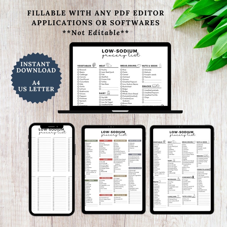Low Sodium Grocery List Printablelow Sodium Food Listlow - Etsy