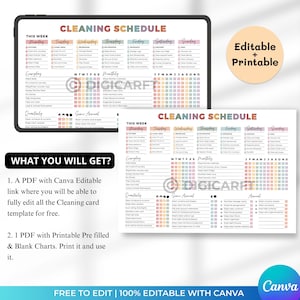 Editable cleaning schedule checklist canva adhd,Home cleaning planner weekly monthly yearly Semi-annually, Quarterly Clean house schedule printable,house chore chart,Digital cleaning template,Printable cleaning checklist home,Kitchen,Bathroom,Living room,Bedroom Cleaning checklist,Master Cleaning tracker, Family cleaning responsibility charts,Kids cleaning chores list