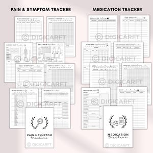 Family medical binder printable,healthcare planner printable,Medical Planner Bundle,Health Binder,doctor visit notes,family medical history, Patient medical tracker, Medicine tracker, Vitamins tracker, Supplement tracker, First aid kit checklist, Hospital bag checklist, Periods tracker, Daily pain tracker, Sleep tracker page, Daily health log, Weekly health log