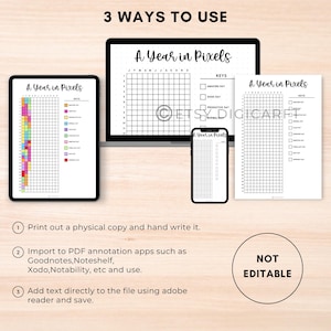 Printable habit planner, Customizable journal pages, Annual goal tracker, Journal insert for planners, Year overview printables