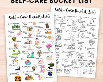 Self care bucket list printable,Bullett journal bundle,A5 Bujo Selfcare tracker page,Monthly Self care journal,30 days self love challenge
