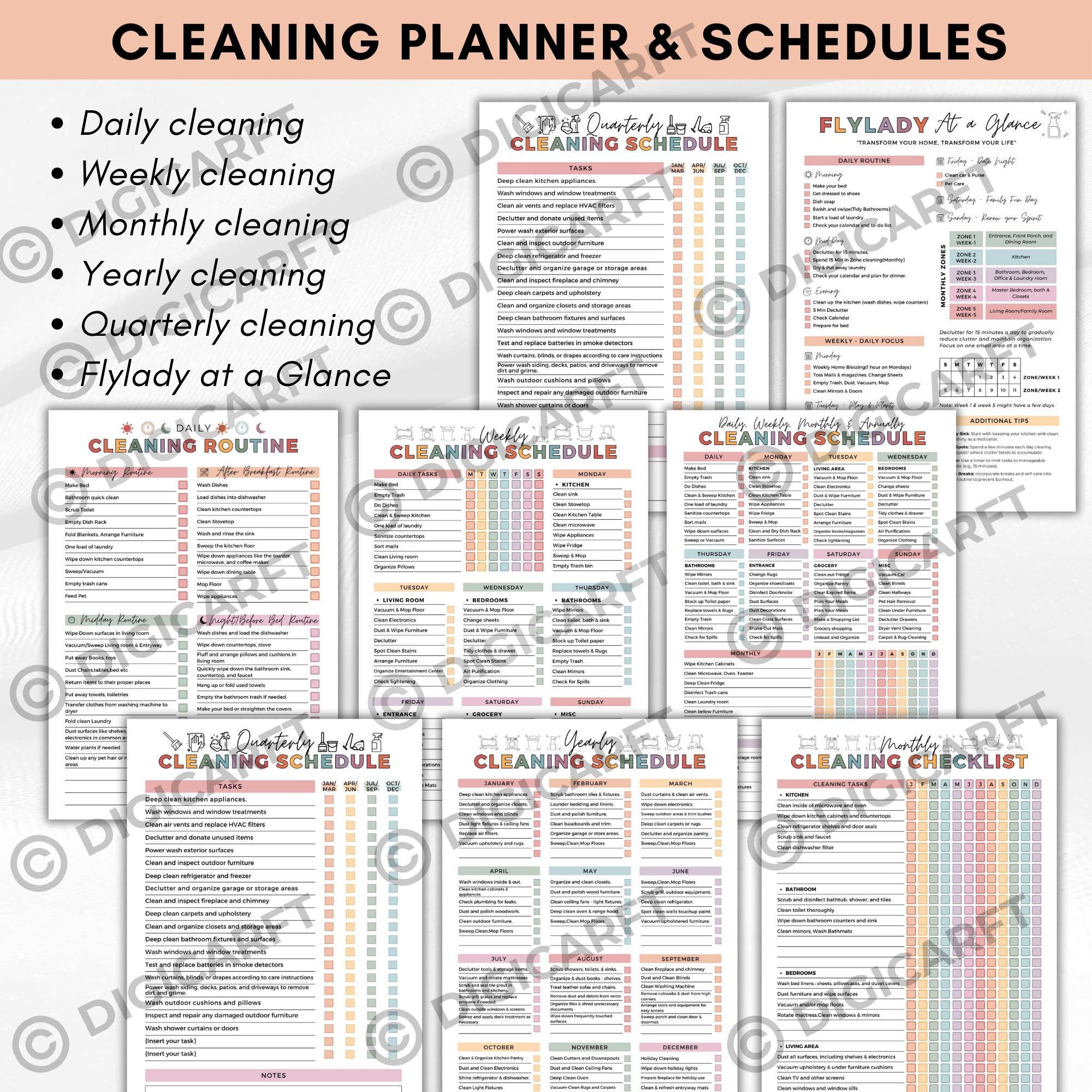 ADHD Cleaning Planner Bundle Pdf Editable Canva,home Cleaning Schedule ...