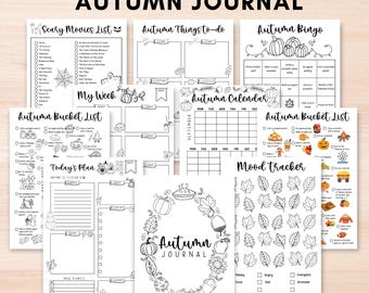 Herbst Journal Kit zum ausdrucken, druckbare Herbst Liste, Bujo Herbst Planer Cover, Herbst Junk Journal Seiten, Herbst Bingo, Herbst Kalender A5 pdf,