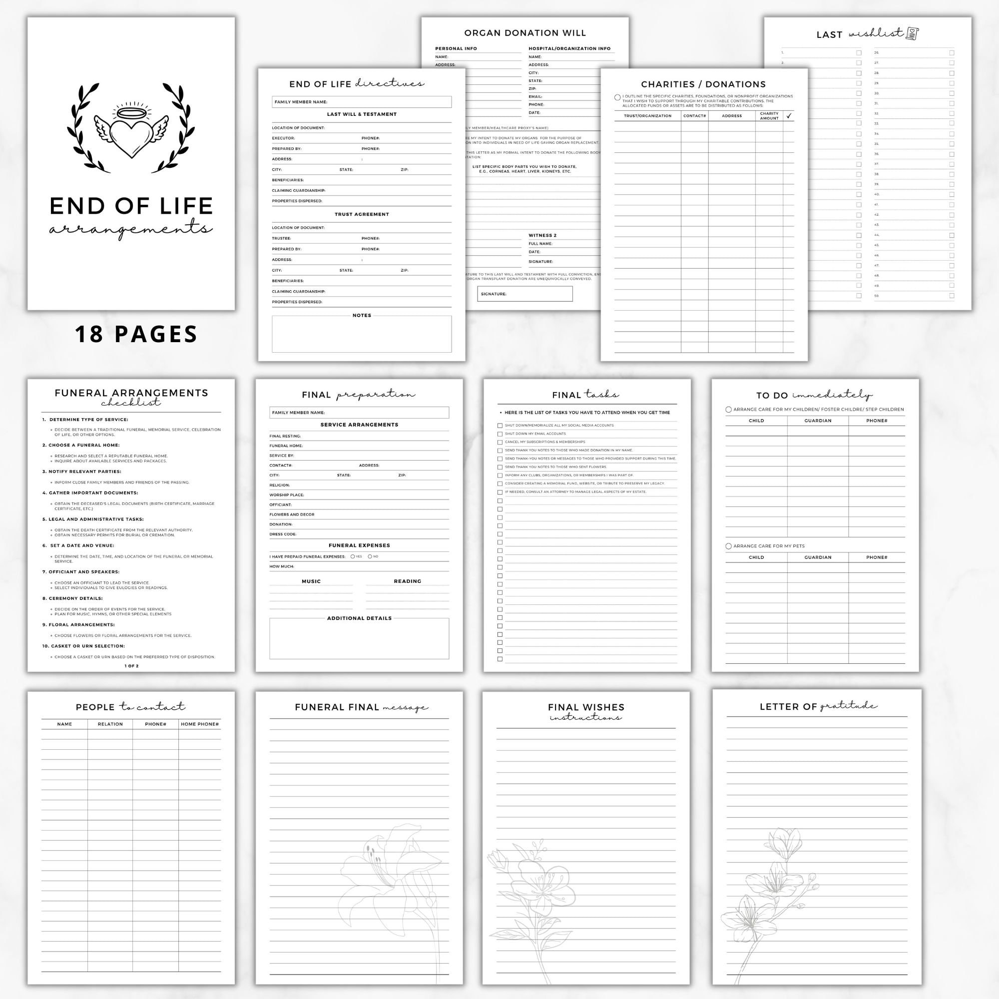 Fillable End of Life Planner Printable,what If Binder Digital,just in ...