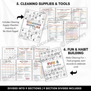 Cleaning Supplies checklist
Eco-Friendly Cleaning Supplies Guide
Cleaning Supplies Inventory
Weekly Restock Checklist
Cleaning Hacks
Cleaning Bingo
Habit Tracker (Cleaning Edition)
Before & After Cleaning Tracker
30 Days cleaning Challenge
Reward Chart for Cleaning Wins
Self-Care After Cleaning