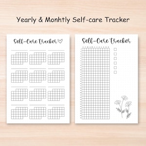 Yealry self care tracker, Monthly Self-care tracker,Printable self care journal, Digital selfcare checklist,Editable Self-care Routine, Morning self care, Evening Self-care, Daily self-care
