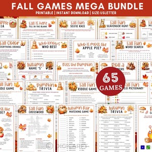 Herbst-Spiele bündeln druckbare, Herbst-Party-Spiele, lustige Aktivitäten für Kinder Familie, Bucket-Liste, Apple-Kürbis-Trivia-Spiel, Emoji-Pictionary