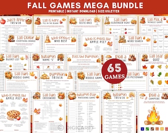 Fall games bundle printable,Autumn Fall party games,Fun activities for kids family,Bucket list,Apple pumpkin trivia game,Emoji pictionary
