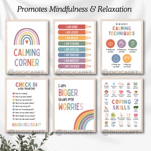 Calm down corner poster decor for kids room,calming corner classroom posters bundle,Coping skills,Circle of control,counselling room mental health emotional wellness banner,classroom calm down corner prints,Educational Wall art,Rainbow breathing classroom set,positive affirmation poster Teens,Calming strategies visuals printable Digital download, Be kind poster, How are you feeling poster, How big is my Problem Decor poster, Circle of control poster