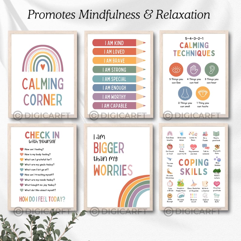 Calm down corner poster decor for kids room,calming corner classroom posters bundle,Coping skills,Circle of control,counselling room mental health emotional wellness banner,classroom calm down corner prints,Educational Wall art,Rainbow breathing classroom set,positive affirmation poster Teens,Calming strategies visuals printable Digital download, Be kind poster, How are you feeling poster, How big is my Problem Decor poster, Circle of control poster
