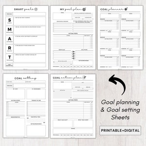 ,Goal overview and productivity planner journal,Goal journal ifeas,Printable goal sheets,Printable goal Charts,Goal thermometer printable,Goal progress calculator,Daily goal progress tracker,Quarterly goal planner,90 Days goal planner template