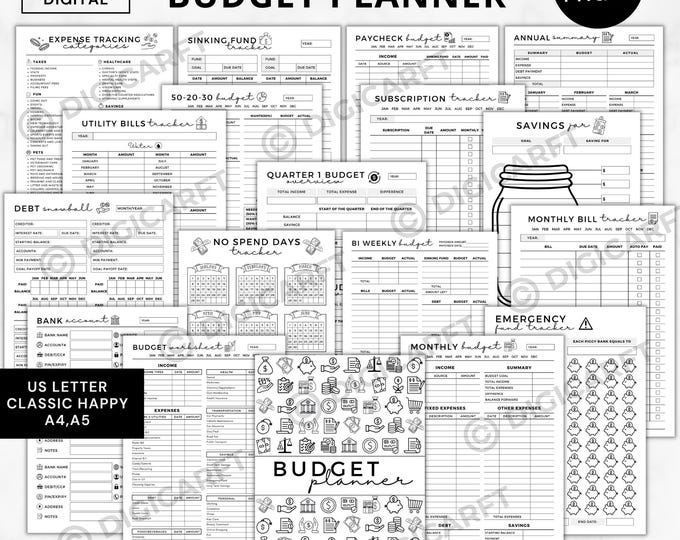 Budget finance planner bundle printable,Digital budget journal ipad,Ultimate finance planner bundle book a5 pdf,budget planner binder 2025