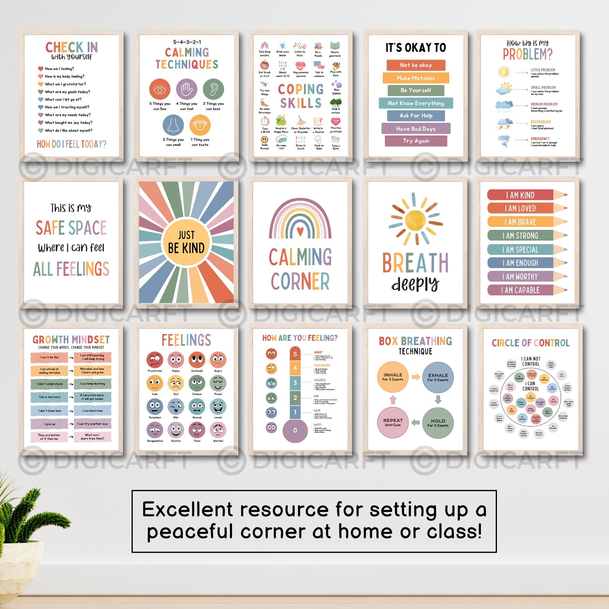 Calm Down Corner Poster Decor for Kids Room Boho,emotion Calming Place ...