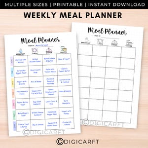 Afdrukbare sjabloon voor wekelijkse maaltijdplanner, pagina met opsommingstekens van de maaltijddagboek, Meal Prep A5 bujo-pagina's, dagelijkse voedseltracker, planning gezondheidsdieet ipad
