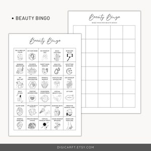 Beauty bingo printable, skin care journal
