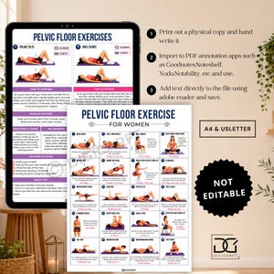 pelvic floor exercises for women, kegel exercise printable PDF, pelvic floor workout chart, bladder control exercises women, postpartum pelvic floor recovery, printable kegel exercise guide, women's pelvic health printable, pelvic floor strengthening exercises, beginner kegel workout, pelvic floor therapy at home, urinary incontinence exercises, deep core strengthening women, pelvic floor fitness planner, instant download workout PDF, printable wellness tracker,abdomen exercise