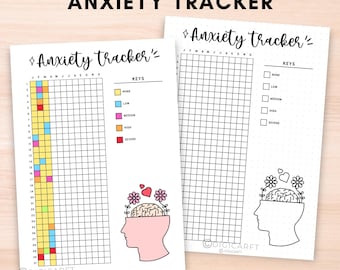 Anxiety tracker journal page printable,Stress mental health Yearly tracker digital download,Bullett journal pre made,A5 journal insert pdf