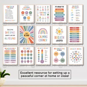 Calm down corner poster decor for kids room,calming corner classroom posters bundle,Coping skills,Circle of control,counselling room mental health emotional wellness banner,classroom calm down corner prints,Educational Wall art,Rainbow breathing classroom set,positive affirmation poster Teens,Calming strategies visuals printable Digital download, Be kind poster, How are you feeling poster, How big is my Problem Decor poster, Circle of control poster