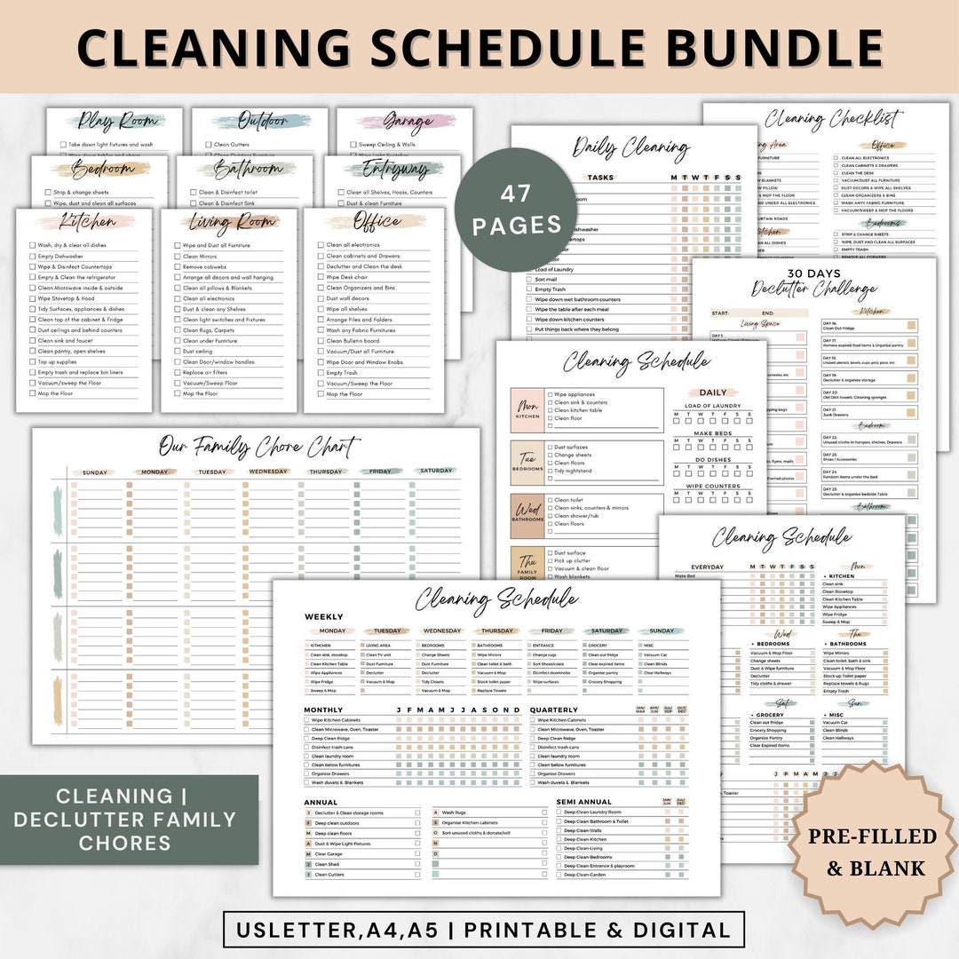 Ultimate Cleaning Schedule Bundle Editablecleaning Planner - Etsy
