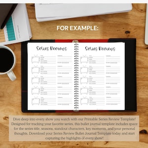 A5 TV tracker pages, Bujo series review pages, Entertainment tracking journal, Digital movie and show tracker, Episodes watched Bujo template, Series rating journal