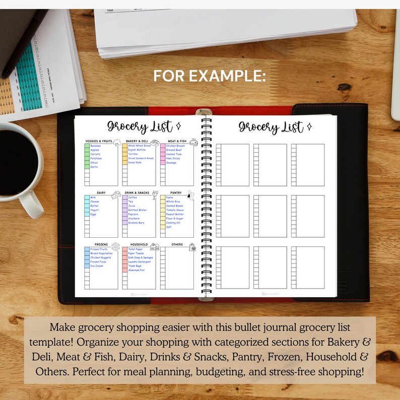 Blank Grocery list sheet,Printable grocery pages blank,A5 bujo page,grocery list a4 digital,Grocery Shopping checklist,Food Shopping Lists