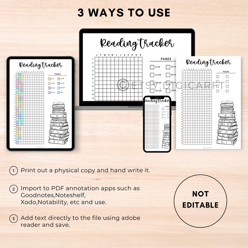Yearly Reading Log: A4 A5 Printable Book Tracker (PDF) - Etsy