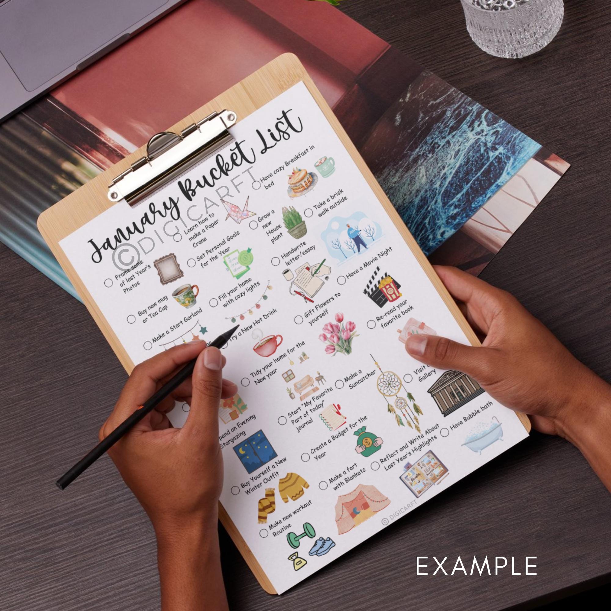 January Bucket List Bullet Journal Bundle,monthly to Do List Template ...