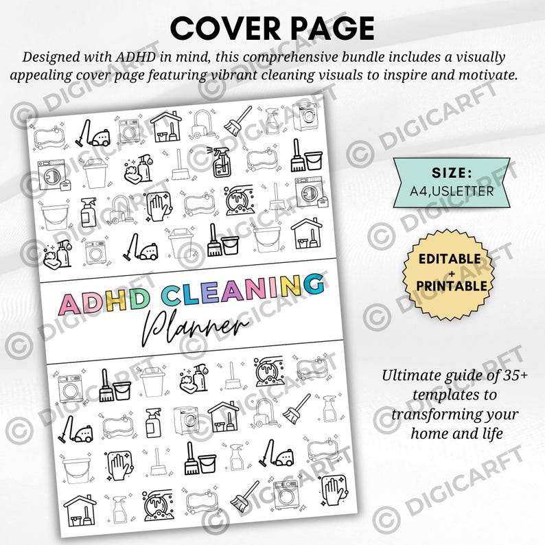 Printable cleaning schedule,Laundry schedule,Home cleaning planner journal, Printable cleaning binder,Home clean binder,30 days declutter challenge,Designed with ADHD mind, Laundy bedroom bathroom Kitchen Entryway Garden garage Entrance Backyard Bathroom toilet cleaning hacks , Homemade cleaning hacks