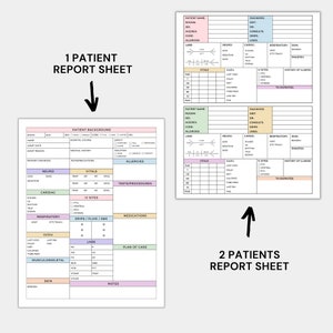 Nursing report sheet for multiple patients